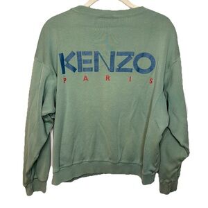Kenzo Paris Sweatshirt Vintage Spell out Green Crewneck Med Streetwear Designer